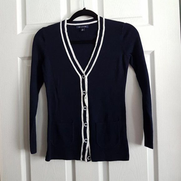 Tommy Hilfiger Sweaters - Tommy Hilfiger Navy & White Cardigan